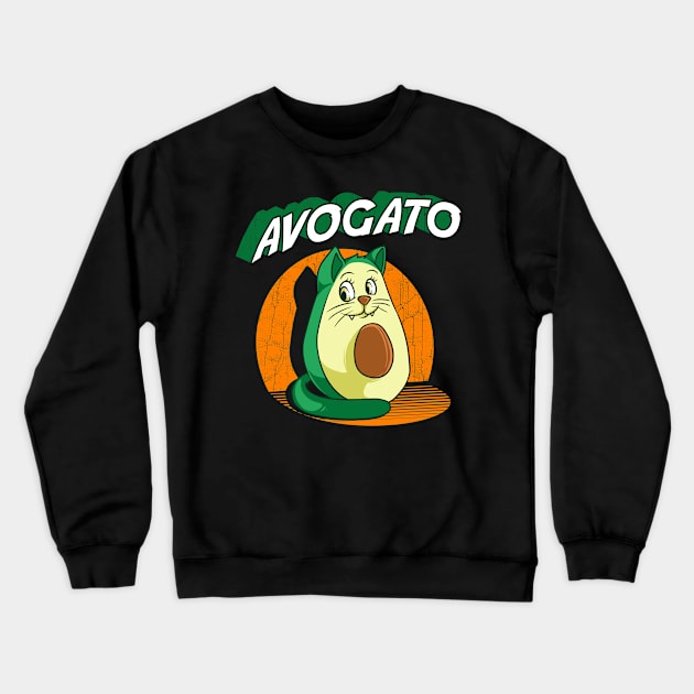 Cute Avogato Avocado Cat Funny Kitty Avo-gato Pun Crewneck Sweatshirt by theperfectpresents